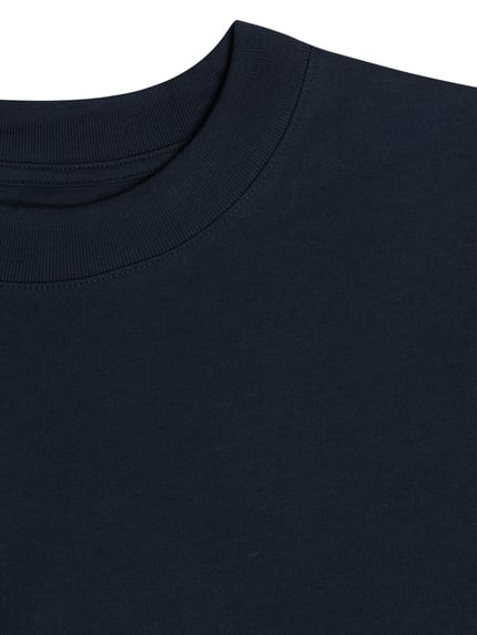 Selected T-shirt z prążkowanym, okrągłym dekoltem model ‘RELAXCOLMAN’ Granatowy 2