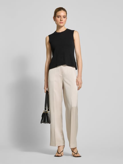 COMMA Straight Leg Stoffhose mit elastischem Bund Beige 1