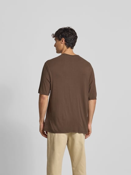 Officine Générale Regular Fit T-Shirt aus Lyocell-Mix Mittelbraun 5