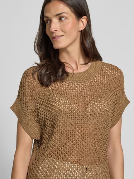 Milano Italy Strickshirt mit Rundhalsausschnitt Camel 3