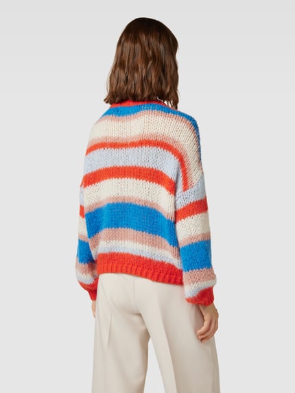 VERO MODA Strickpullover mit Blockstreifen Modell 'LANEY' Rot 5