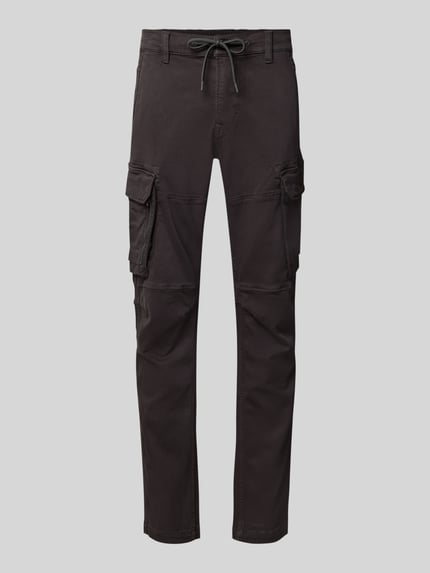 Productfoto, Cargohose met klepzakken model 'EXPEDIZOR' van PME Legend, skinny fit, donkergrijs, knoop- en ritssluiting, riem met koord, zij-insteekzakken, klittenband en ritssluiting op de klepzakken, paspelzakken achter, bandwijdte maat 32/32: 43 cm, binnenbeenlengte 82 cm
