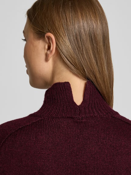 Tom Tailor Loose fit gebreide pullover van viscosemix Rood gemêleerd - 3