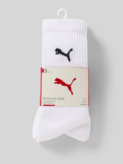 Produktfoto, Tennissocken mit Logo im 3er-Pack van PUMA in wit katoenmix met stretch, nauwsluitend, met logo, set van 3, zachte textuur