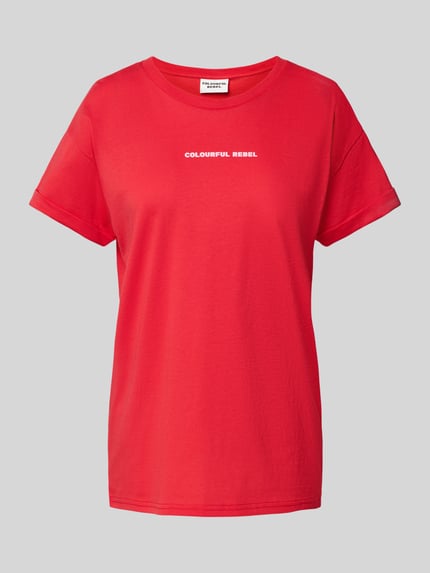 Colourful Rebel T-shirt met labelprint Rood - 2