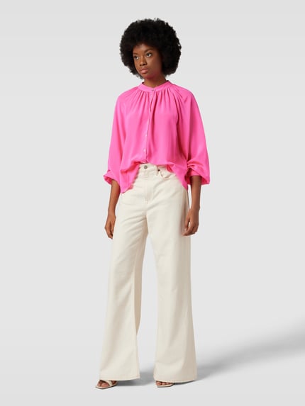 Tonno & Panna Seidenbluse in unifarbenem Design Modell 'Birteton' Pink 1