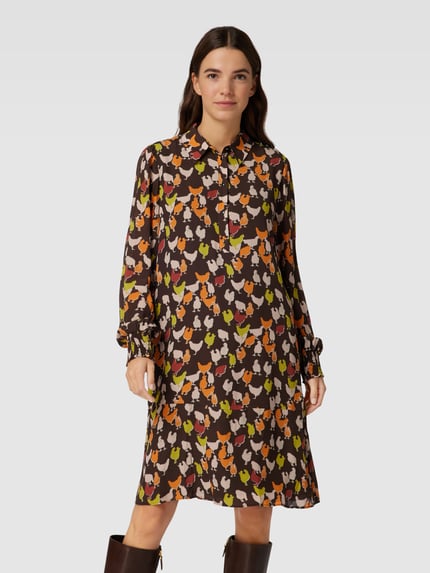 Marc Cain Hemdblusenkleid mit Allover-Muster Schoko 4