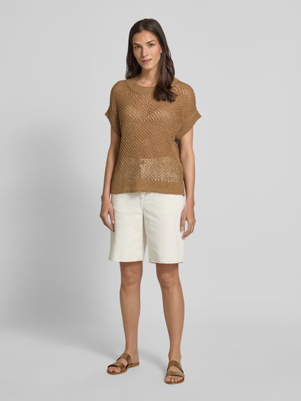 Milano Italy Strickshirt mit Rundhalsausschnitt Camel 1