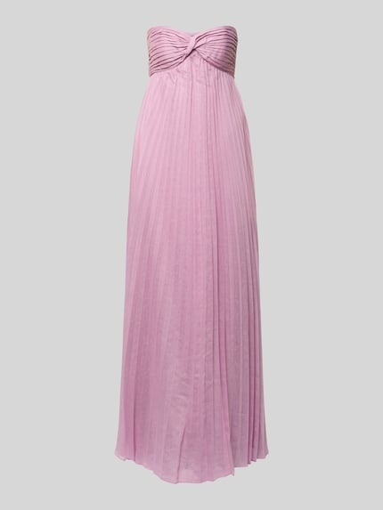 Produktfoto, Abendkleid mit Plisseefalten und Bandeau-Ausschnitt von Jake*s Cocktail aus szyfonu, długa sukienka, linia a, plisy, wszyty zamek błyskawiczny z boku, długość tyłu w rozmiarze 36: 140 cm, szerokość w rozmiarze 36: 37 cm