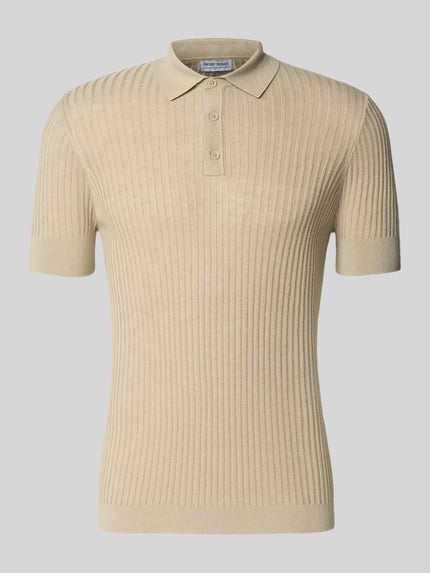 Produktfoto, Slim Fit Poloshirt aus Viskose-Mix von Antony Morato in Beige mit Polokragen, Strick-Optik und kurzärmeligem Design