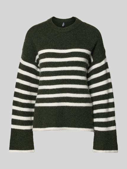 PIECES Relaxed fit gebreide pullover met wol Model 'LINE' Donkergroen gemêleerd - 2