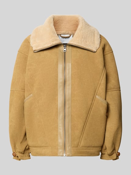 Topshop Teddyjacke mit großem Umlegekragen Camel 2