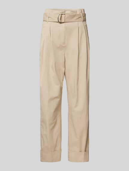 BOSS Orange Straight Fit Stoffhose mit Bundfalten Modell 'Tashaina' Sand 2
