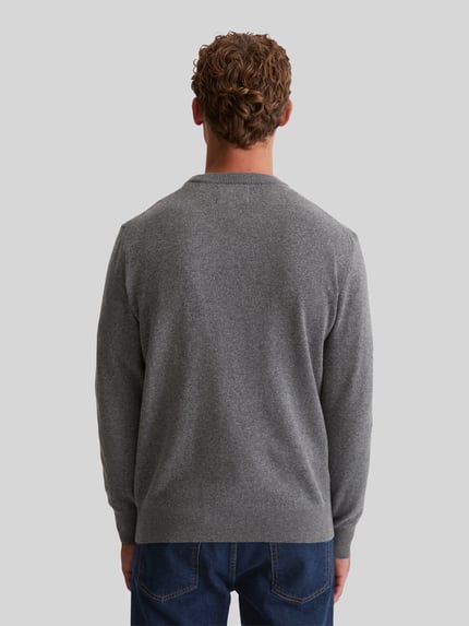 Marc O'Polo Pullover mit Logo-Stitching Crewneck Anthrazit 5