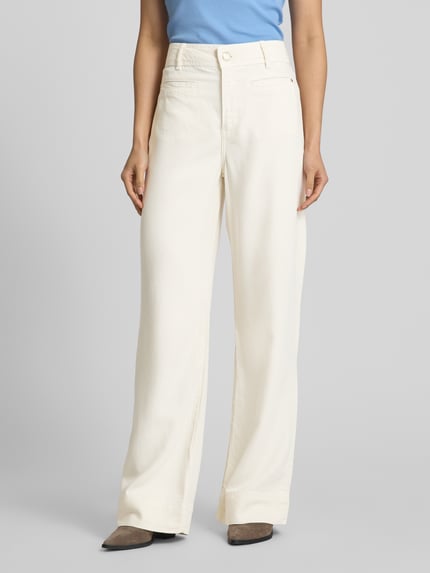 MOS MOSH Wide leg jeans met strookzakken, model 'SOEY BEAUMONT' Ecru - 4