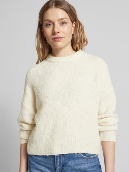 PIECES Regular Fit Strickpullover mit Wollanteil Modell 'NATHERINE' Offwhite 3