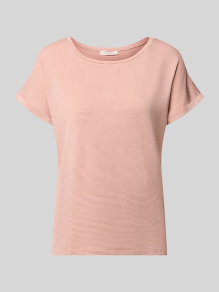 Produktfoto, Relaxed Fit T-Shirt aus Viskose-Mix von Christian Berg Woman in zartem Rosa mit feiner Glitzer-Optik und Rundhalsausschnitt.