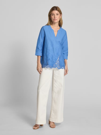 ETERNA Regular fit blouse met motiefstitching Blauw - 1
