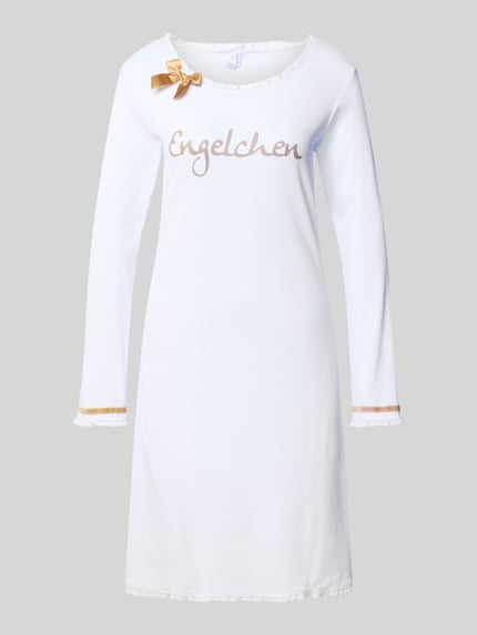 LOUIS & LOUISA Regular fit nachthemd met sierstrik, model 'Engelchen' Wit - 1