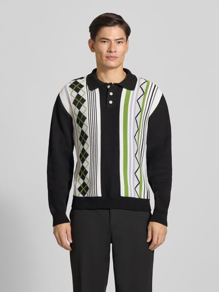 Edwin Regular Fit Langarm-Poloshirt Modell 'TULLA' Black 4