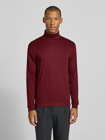 RAGMAN Regular Fit Langarmshirt mit Rollkragen Modell 'Pima' Bordeaux 4