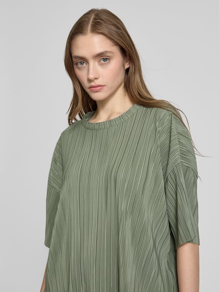 ONLY Boxy Fit T-Shirt mit Plissees Modell 'RAVENNA' Schilf 3