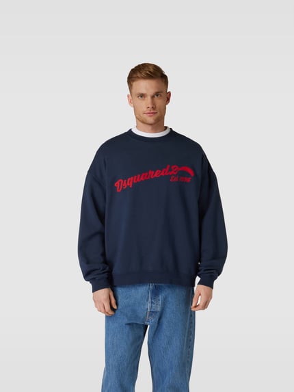 Dsquared2 Loose fit sweatshirt met labelprint Marineblauw - 4