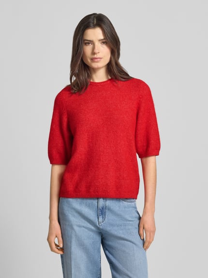 Gestuz Relaxed fit T-shirt van alpacamix model 'Alpha' Rood - 4