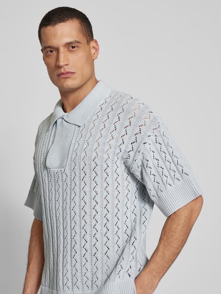 ISNURH Poloshirt in brei-look Rookblauw - 3