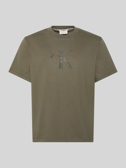 Calvin Klein Jeans Relaxed Fit T-Shirt aus reiner Baumwolle mit Logo-Print Khaki 2
