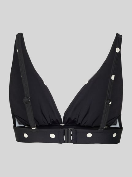 Produktfoto, Bikini-Oberteil im Allover-Look von Jake*s Casual, czarny materiał z wzorem w białe kropki, mieszanka materiałów z dodatkiem streczu, dopasowany krój, regulowane ramiączka
