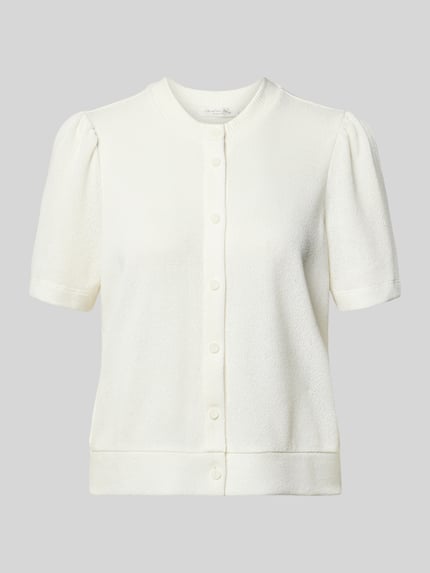 Produktfoto, Strickshirt aus Viskose-Mix mit Knopfleiste von Christian Berg Woman in Creme, Regular Fit, Rundhalsausschnitt, strukturierte Oberfläche