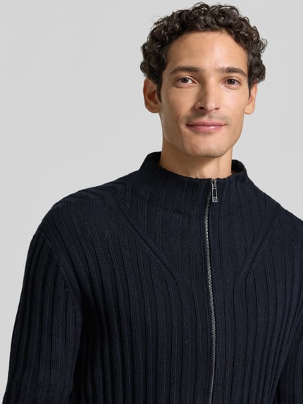 Armani Exchange Regular Fit Strickjacke aus Baumwoll-Mix mit Woll-Anteil Dunkelblau 3