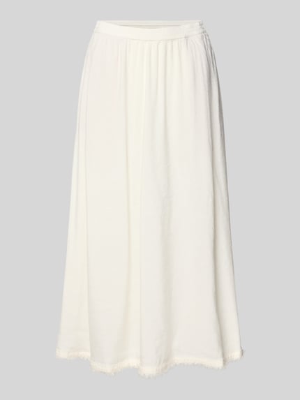 Productfoto, Midi-Rock aus reinem Leinen van Tommy Hilfiger in uni-look, uitlopend fit, elastische tailleband, franjes aan zoom, zijzakken, puur linnen.