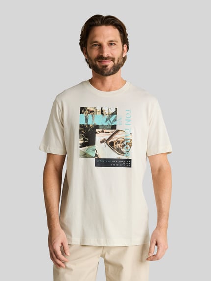 Tom Tailor Regular Fit T-Shirt aus reiner Baumwolle Offwhite Melange 4