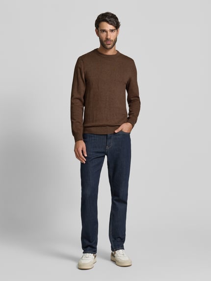 MCNEAL Gebreide pullover van een mix van katoen en kasjmier met ronde hals Lichtbruin gemêleerd - 1