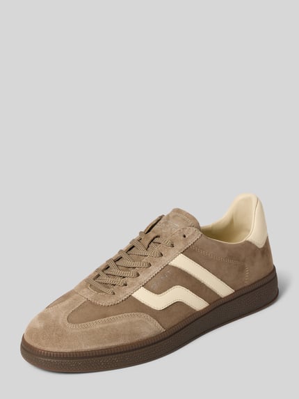 Productfoto, Sneaker uit echt rundleer model 'Cuzmo' van GANT in beige met contrasterende witte details, Heren sneakers