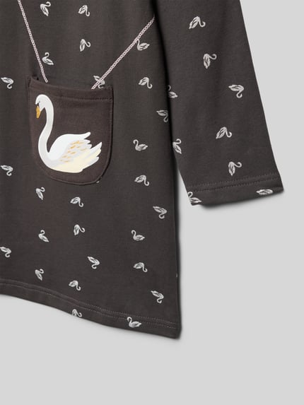 Blue Seven Minikleid mit geripptem Rundhalsausschnitt Graphit 2