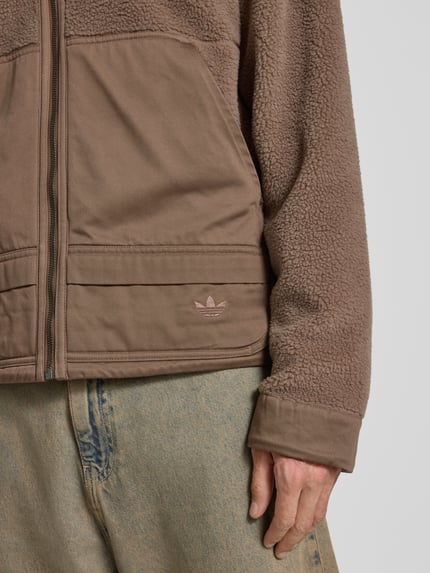 adidas Originals Regular Fit Teddyjacke mit Stehkragen Dunkelbraun 3
