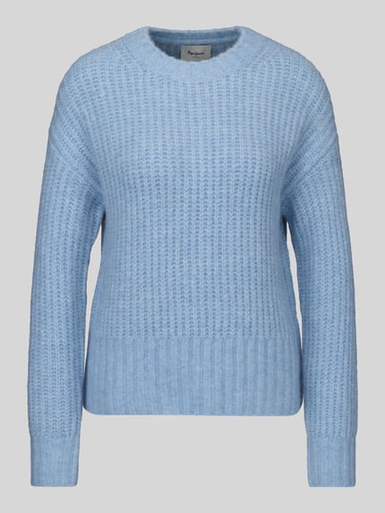 Pepe Jeans Regular Fit Pullover mit Woll-Anteil Modell 'ASHLEY CREW' Hellblau 2