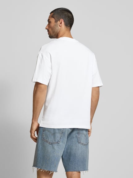 JACK & JONES T-Shirt mit geripptem Rundhalsausschnitt Modell 'BRADLEY' Weiss 5