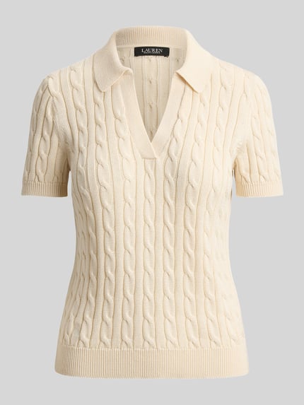 Lauren Ralph Lauren Regular Fit Poloshirt aus gewebtem Baumwoll-Mix  Ecru 2