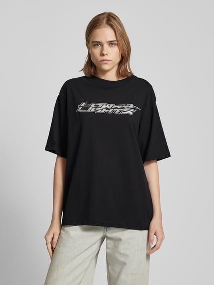 Low Lights Studios Oversized T-shirt met labelprint, model 'LIGHTNING' Zwart - 4
