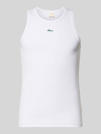 Tanktop in riblook met labelstitching Shop The Look MANNEQUINE