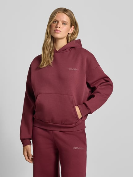 REVIEW Relaxed Fit Hoodie aus Baumwoll-Mix mit Label-Detail Bordeaux 4