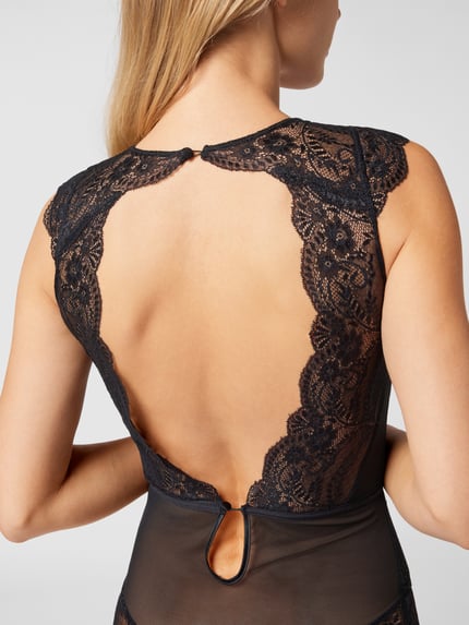 LASCANA Body mit floraler Spitze Black 3
