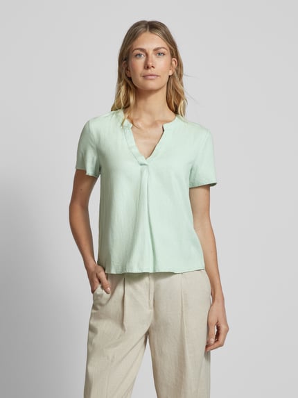 VERO MODA Bluzka z kołnierzem z lamówką model ‘MYMILO’ Trzcinowy 4