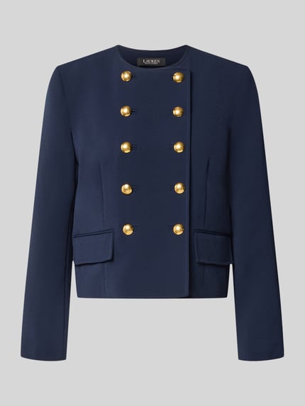 Produktfoto, granatowy Regular Fit Kurzblazer mit Zierknöpfen von Lauren Ralph Lauren, gładka tekstura, złote guziki