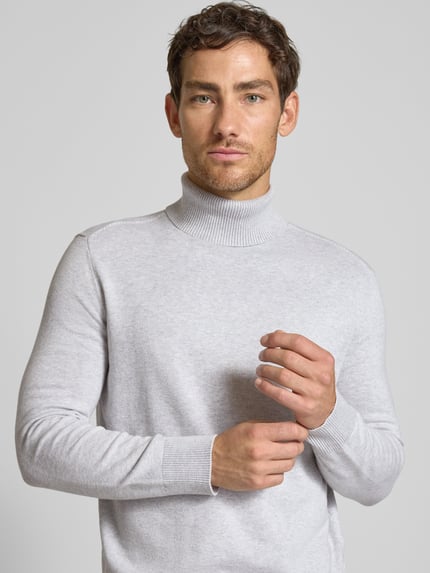 Tom Tailor Denim Regular Fit Rollkragenpullover aus reiner Baumwolle Hellgrau Melange 3