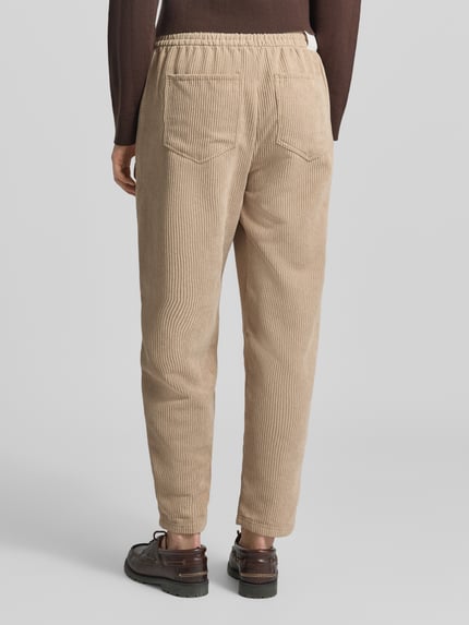 Tom Tailor Denim Regular fit corduroy broek met elastische band Beige - 5